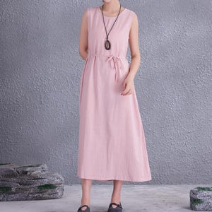 Clearance Summer Cotton Dress Sleeveless Casual Loose Soft Dresses Sundress