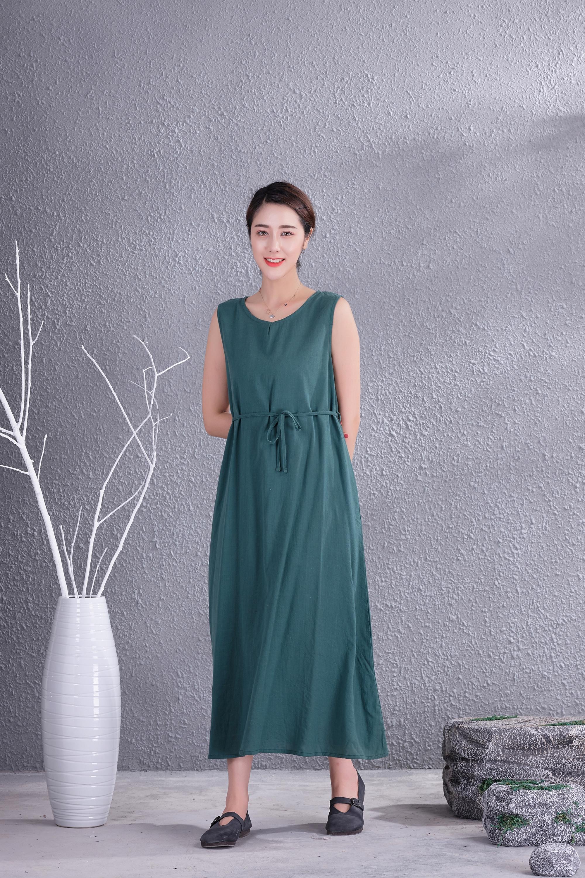 Vestido de verano de algodón sin mangas, informal, suelto y suave, de liquidación