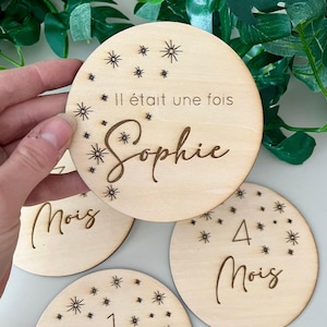 Cartes étapes bébé en bois - étoiles