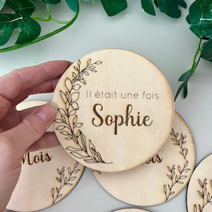 Cartes étapes bébé en bois - Fleur