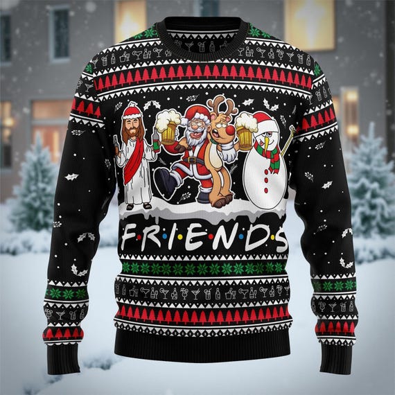 Santa Claus Jesus Friend Ugly Christmas Sweater, Funny Religious