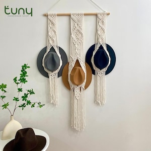 Boho Macrame Hat Holder, Home Wall Decor, Hat Organizer, Macrame Hat Display, Gifts For Mom, Boho Wall Decor, Gift For Her, Hat Rack - H046