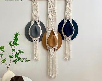 Boho Macrame Hat Holder, Home Wall Decor, Hat Organizer, Macrame Hat Display, Gifts For Mom, Boho Wall Decor, Gift For Her, Hat Rack - H046