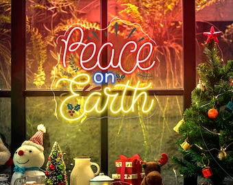Peace On Earth Neon Sign, Christmas LED Wall Art