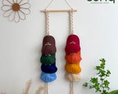 Boho Macrame Cap Hanger, Hat Storage, Cap Rack, Boho Macrame Decor, Modern Macrame, Gift For Him, Room Organizer, Cap Storage - H031