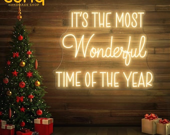 Christmas LED Neon Sign, 'Wonderful Time' Holiday Decor