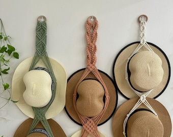 Macrame Cap Holder, Macrame Hat Holder, Boho Hat Hanger, Hat Wall Hanging, Boho Hat Decor, Macrame Hat Display - H008
