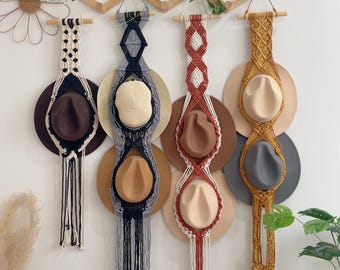 Macrame Cowboy Hat Holder, Cap Storage, Macrame Cap Hanger, Boho Hat Hanger, Hat Wall Hanging, Macrame Cap Hanger, Gift For Mom, Hat Rack