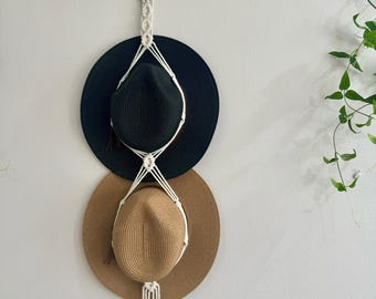Macrame Hat Display, Hat Holder, Gift For Her, Macrame Cap Rack, Macrame Wall Art, Hat Hanging, Wall Hanger For Hat, Cap Rack Display - H008