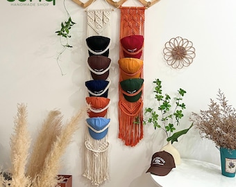Macrame Baseball Cap Hanger, Trucker Cap Holder, Cap Rack, Hat Storage, Cap Display, Hat Display, Farmhouse, Christmas Gift - H020