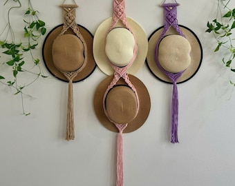 Macrame Hat Holder, Cap Storage, Macrame Cap Holder, Boho Hat Hanger, Hat Wall Hanging, Macrame Cap Hanger, Gift For Mom, Hat Rack - H014