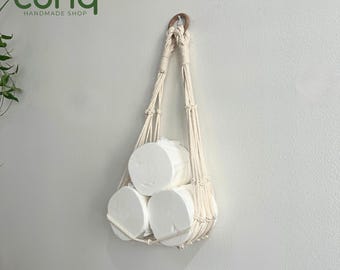 Toilettenpapierhalter, Toilettenpapierhalter, Makramee Papierhalter, Aufbewahrung für Badezimmer, Papierhandtuchhalter, Makramee Wandbehang, Küchendekor - H048