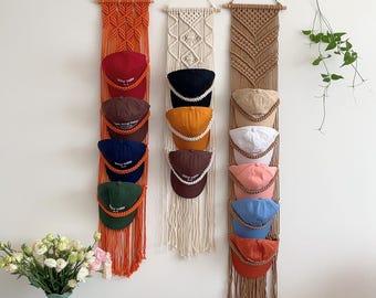 Macrame Cap Hanger, Boho Cap Holder, Cap Rack, Hat Storage, Cap Display, Hat Display, Farmhouse, Gift For Her, Christmas Gift - H020