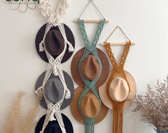Boho Macrame Hat Holder, Cap Storage, Macrame Cap Hanger, Boho Hat Hanger, Hat Wall Hanging, Macrame Cap Hanger, Home Decor, Hat Rack - H033