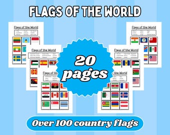 Flags of the World Printable: Kids Geography Learning Activity (Digital Download)
