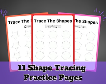 Shape Tracing Worksheets for Kids | 11 Printable Pages | Preschool & Kindergarten Learning Activity