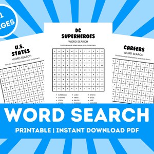 111-Page Printable Word Search Puzzle Book | Fun Digital Download for Kids & Adults