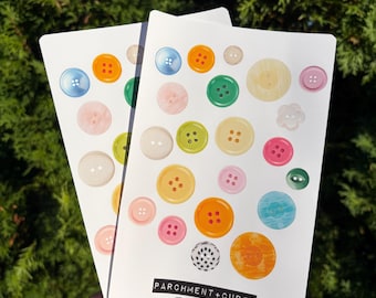Sewing Button Sticker Ephemera: Matte Paper Trinket Buttons for Junk Journaling and Planners