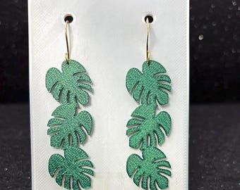 3D Printed Manstera Earrings – Lightweight PLA Statement Jewelry, Eco-Friendly Handmade