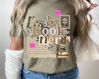 Book Nerd PNG, Retro Bookish Trendy Book Lover Sublimation Digital Design, Trendy PNG for Booktok Librarian Digital Download
