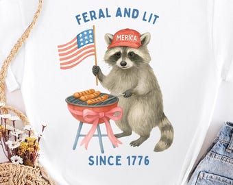 Feral 4th of July Raccoon PNG: Patriotic USA Design (Digital Download)