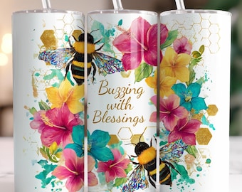 Envoltura para vaso con diseño de panal de abeja, vaso delgado de abejorro de 20 oz (sublimación PNG), diseño de colmena, amante de las abejas