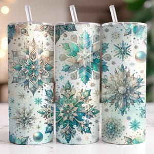 Glitter Snowflake Tumbler Wrap Png, Winter Holiday 20oz Skinny Winter Snow Sublimation Design, Christmas Digital Download