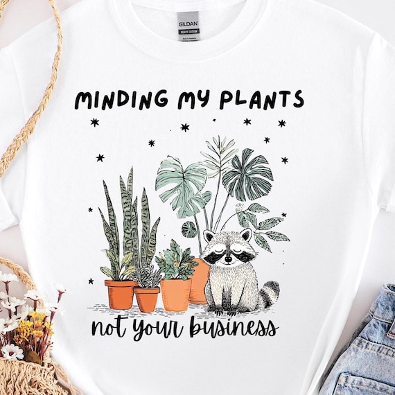 Sarcastic Raccoon PNG: Funny Plant Lover Design (Digital Download)