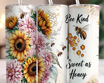Envoltura para vaso con diseño de panal de abeja, vaso delgado de abejorro de 20 oz (sublimación PNG), diseño de colmena, amante de las abejas