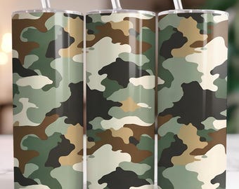 Camo Tumbler Wrap PNG: Rustikales Jagd Sublimationsdesign (Digitaler Download)