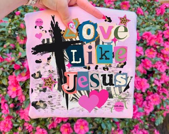 Love Like Jesus Vintage PNG, Hot Pink Leopard Christian Valentine's Day Shirt Design, Bible Verse Faith Sublimation, Religious DOWNLOAD ONLY