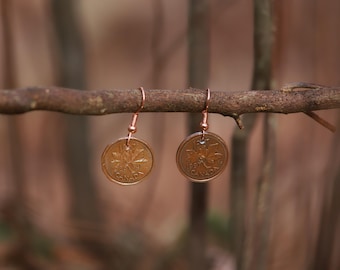 Canadian Maple Leaf Penny Earrings