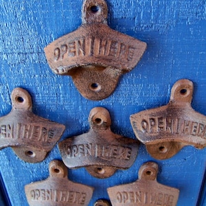 Wall Mount Bottle Openers ~ Cast Iron, Rustic Vintage Style, Set of Ten (10)