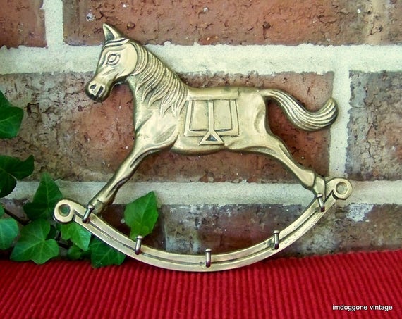 Vintage Brass Rocking Horse Key Holder Horse Room Decor | Etsy