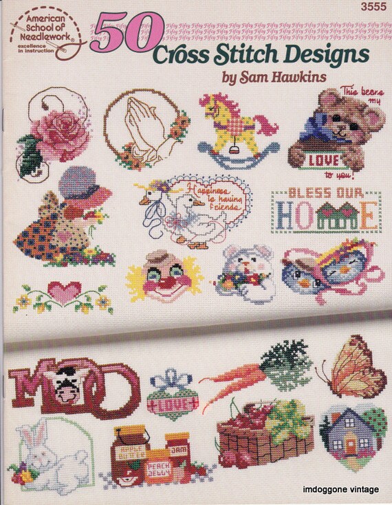 Crossstitch Charts '50 Cross Stitch Designs' by Sam Etsy