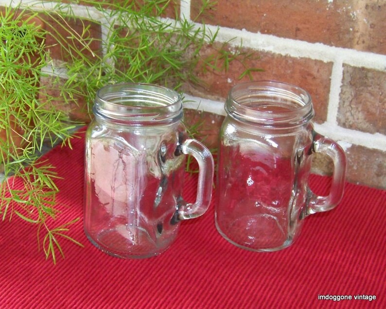 Jelly Jars With Handle Pair 2 of Mason Jelly Jars Drinking Etsy