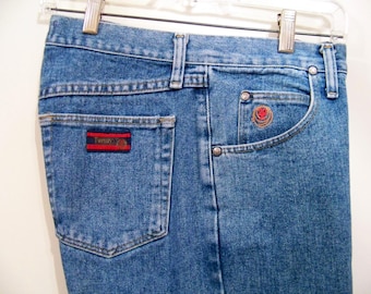 Twenty X Jeans, Size 7/8 x 36 Faded All Cotton 5 Pocket Blue Jeans