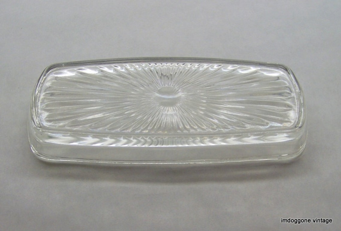 Butter Dish Glass Liner Clear Glass Starburst Butter Liner Etsy