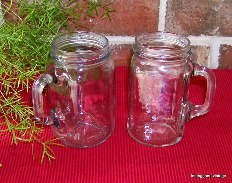 Jelly Jars With Handle Pair 2 of Mason Jelly Jars Drinking Etsy