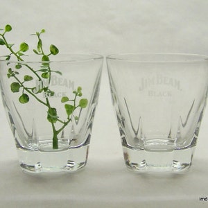 Jim Beam Black On The Rocks Glasses, Jim Beam Barware, Two Jim Beam Cocktail Glasses