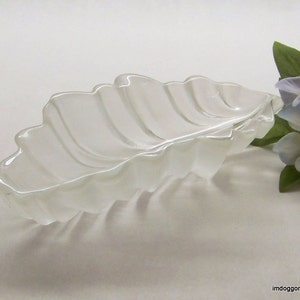 Mikasa Germany Crystal Bowl, Leaf Shaped Crystal Relish Dish, Frosted Crystal Dish, Walther-Glas Frosted Molten Leaf