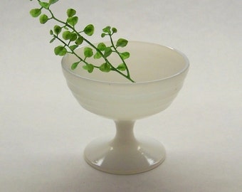 Vintage Hazel Atlas 'Moderntone Platonite - White' Champagne or Sherbet Glass, Iridescent Sherbet Glass, White Dessert Bowl