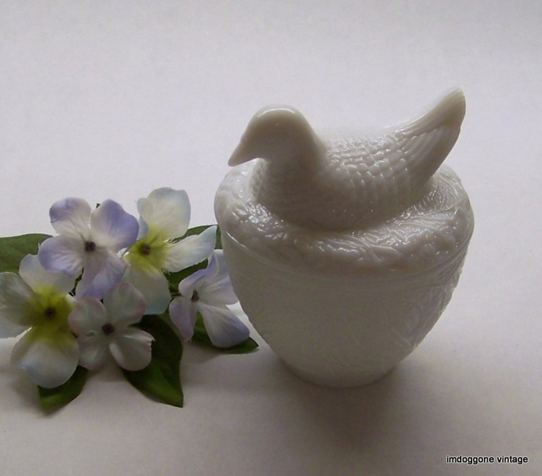 Vintage Avon Collectible Milk Glass Dove, Avon Candle Holder, Milk