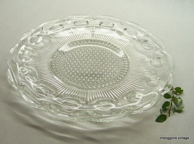 Vintage Bartlett Collins 'manhattan Clear' Sandwich Plate, Lace Edge
