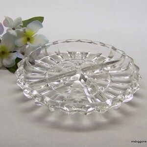Three Part Relish Dish, Three Part Relish Holloware Liner, Pointed Edge Clear Relish Plate, Trinket Dish, Vanity Dish