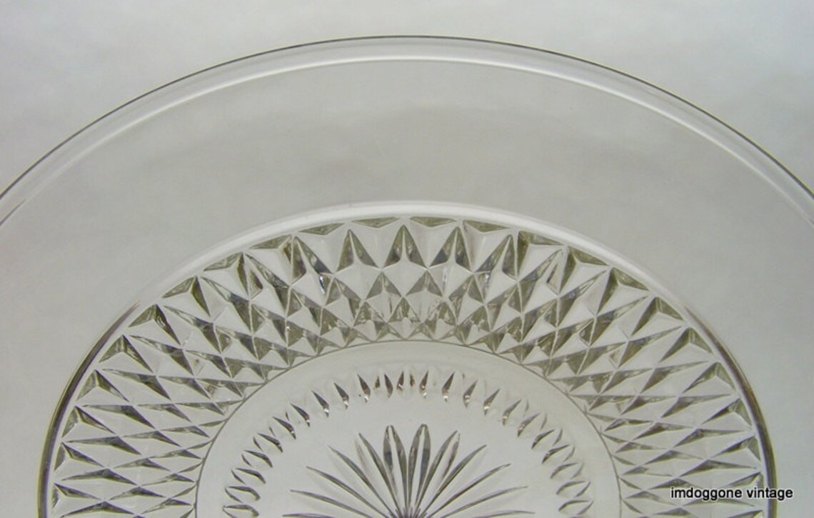 Vintage Indiana Glass Diamond Point Dinner Plate - Clear Pressed Glass ...