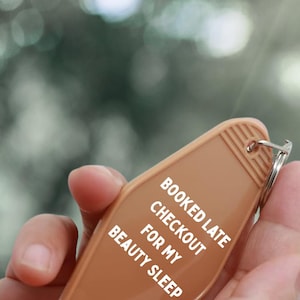 Late Checkout Club – Custom Retro Hotel Keychain