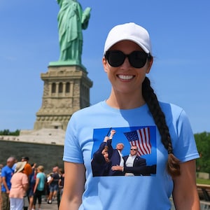 Funny Political Meme T-Shirt - Trump vs Bullet and Biden vs Stairs - Hilarious Graphic Tee for Men and Women