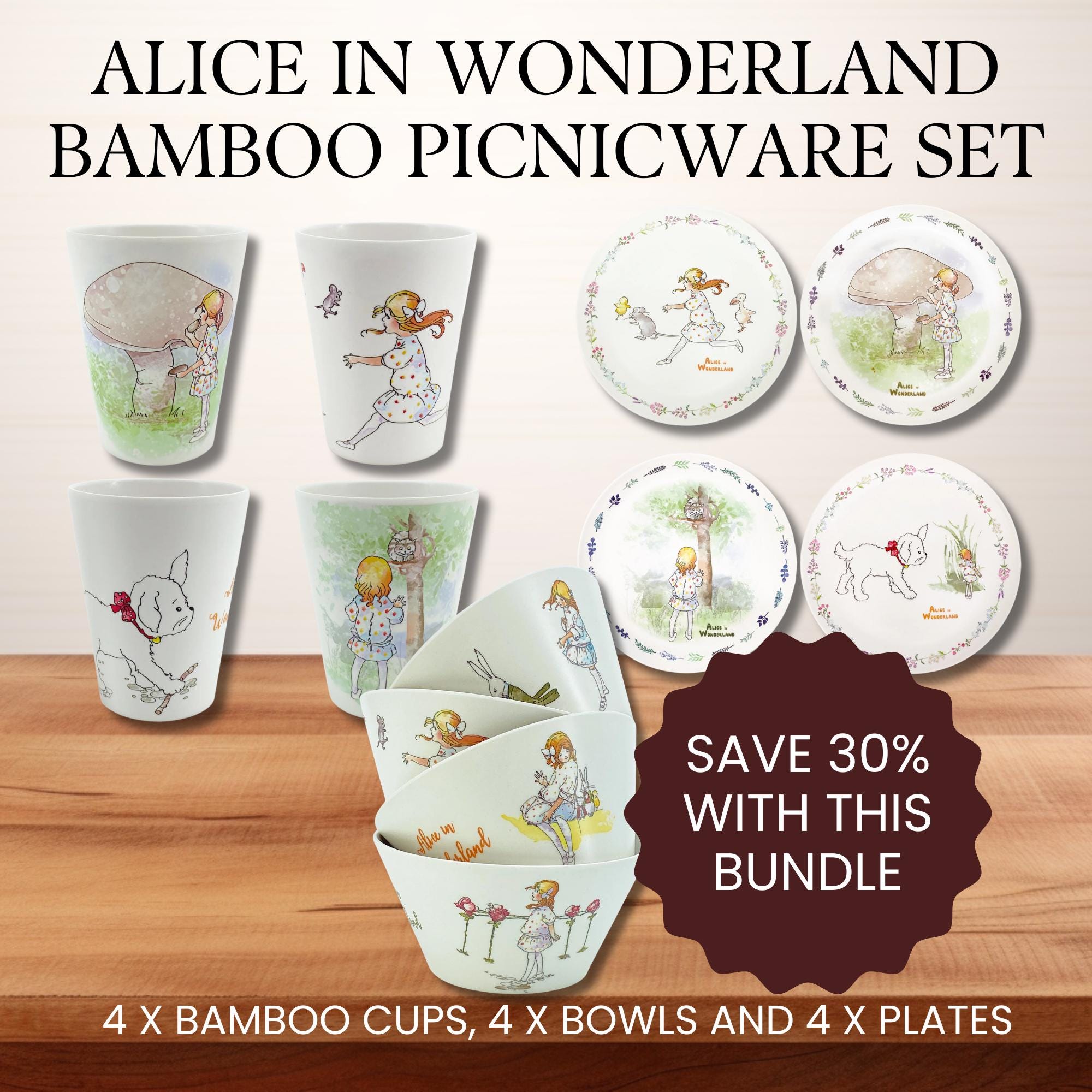 Alice im Wunderland Bambus Picknickset, Picknick Camping Zubehr Kinder  Geschirr, Wunderliche Teeparty Umweltfreundliche Gastgeberin Geschenk -  Etsy.de