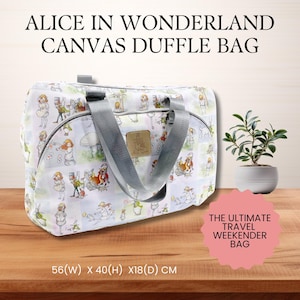 Alice In Wonderland Weekend Duffle Bag, Women Sleepover Bag Girls Trip Bag Overnight Travel Bag Mom Hospital Bag